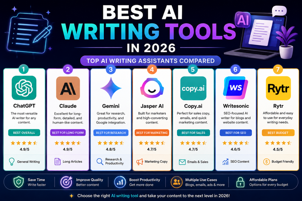 Best AI Writing Tools in 2026: Top AI Writers Compared